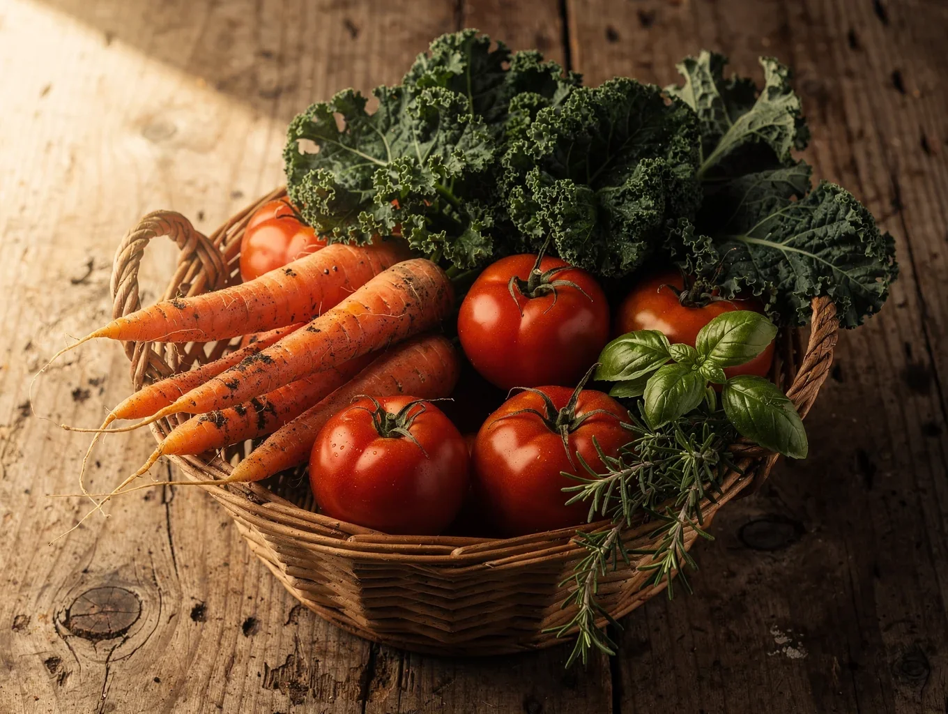 A basket of garden vegetables (illustration)