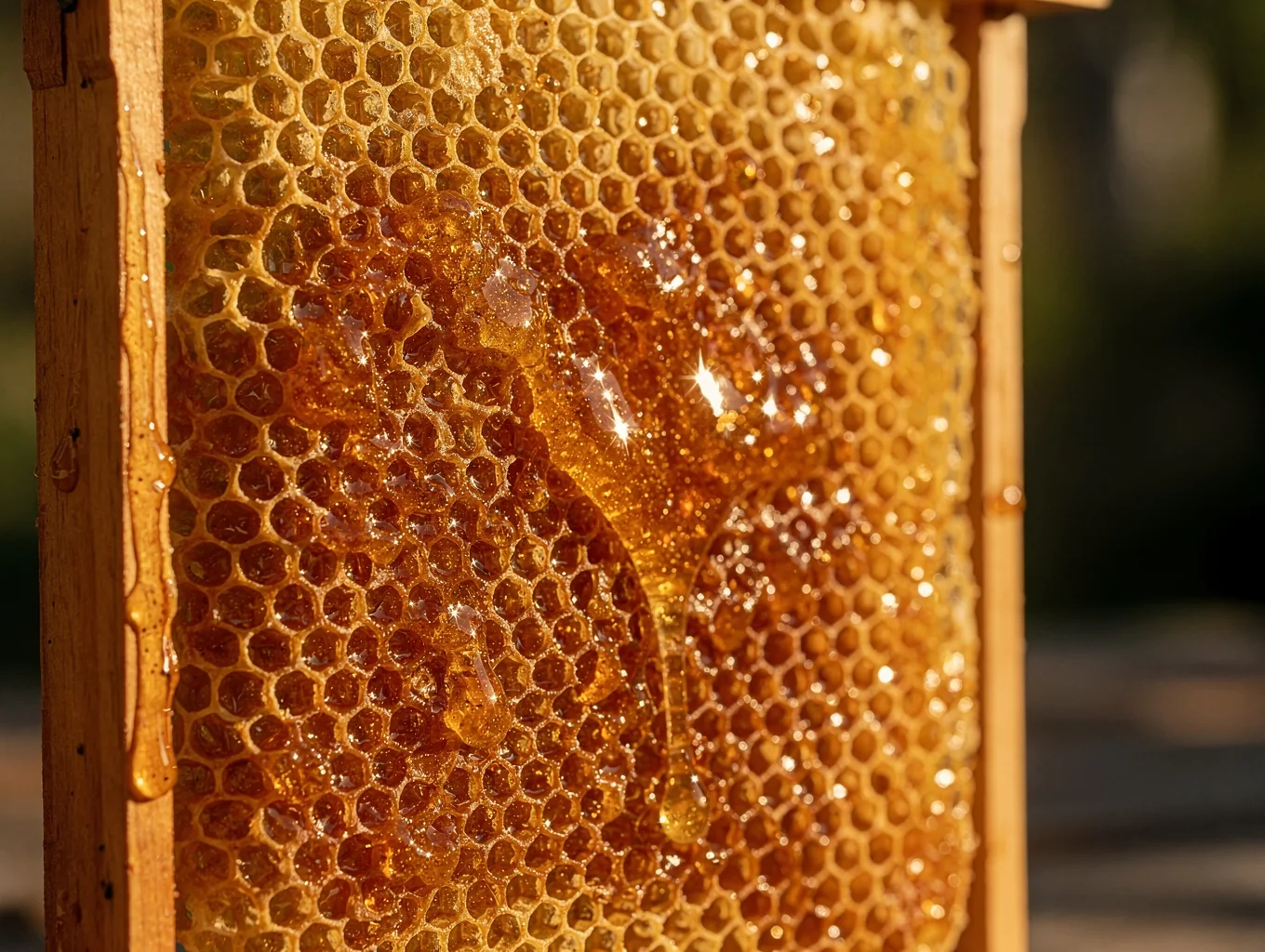 Honeycomb and golden honey (illustration)
