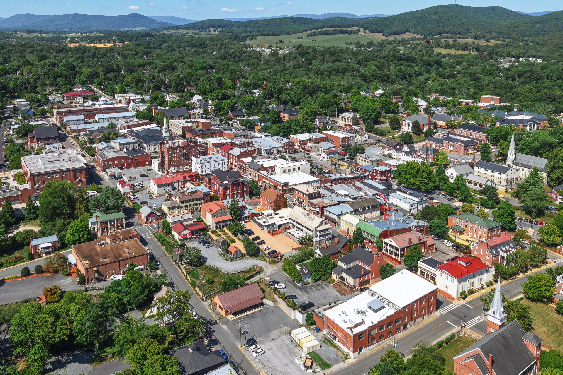 Aerial view of Lexington, Virginia