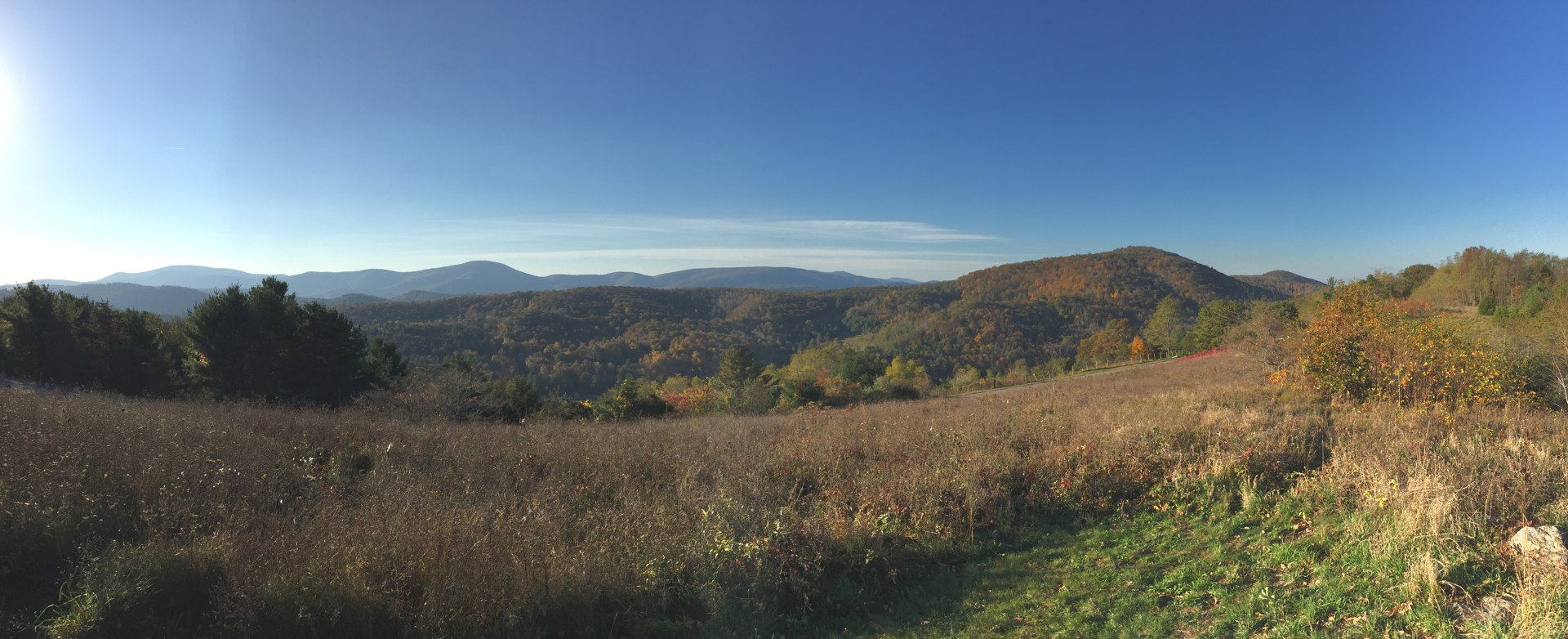 Autumn panorama from Big Spy Mountain Overlook on Virginia’s Blue Ridge Parkway